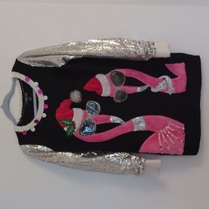 Christmas Flamingo Sweater Mini dress